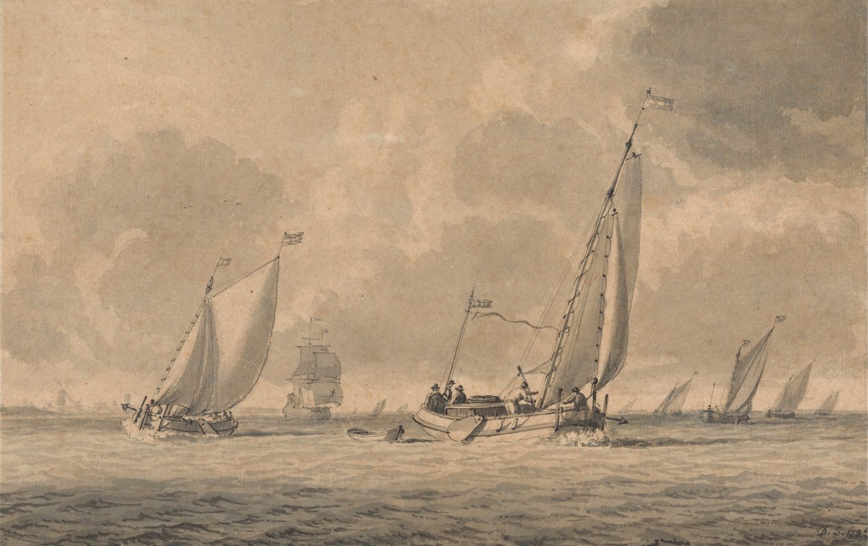 Pråmar på väg ut till havet av Dominic Serres