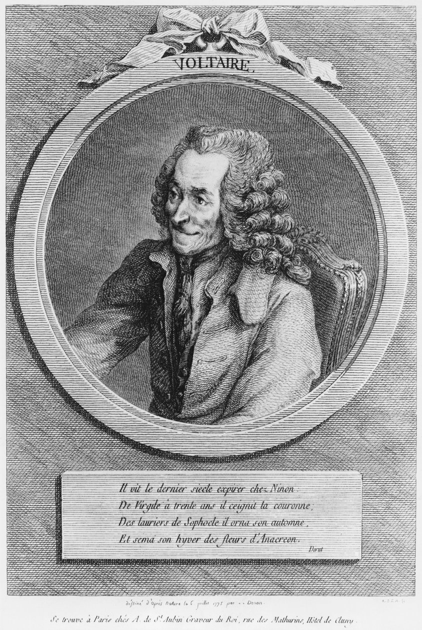 Porträtt av Voltaire, efter en teckning av Denon gjord den 6 juli 1775. av Dominique Vivant Denon