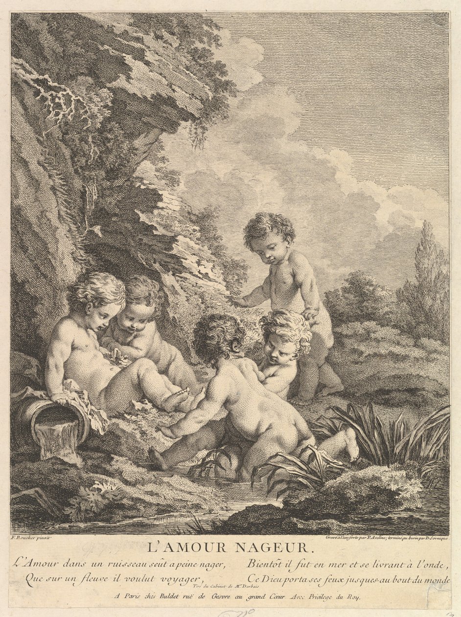 Barnsimning, ca. 1741 av Dominique Sornique