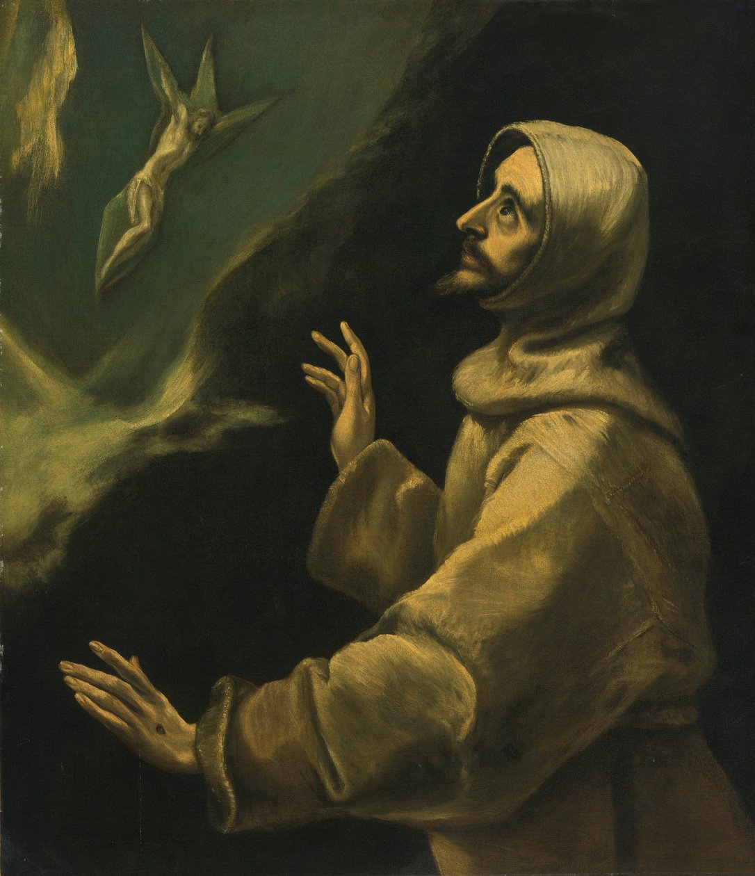 Saint Francis of Assisi receiving the stigmata av El Greco