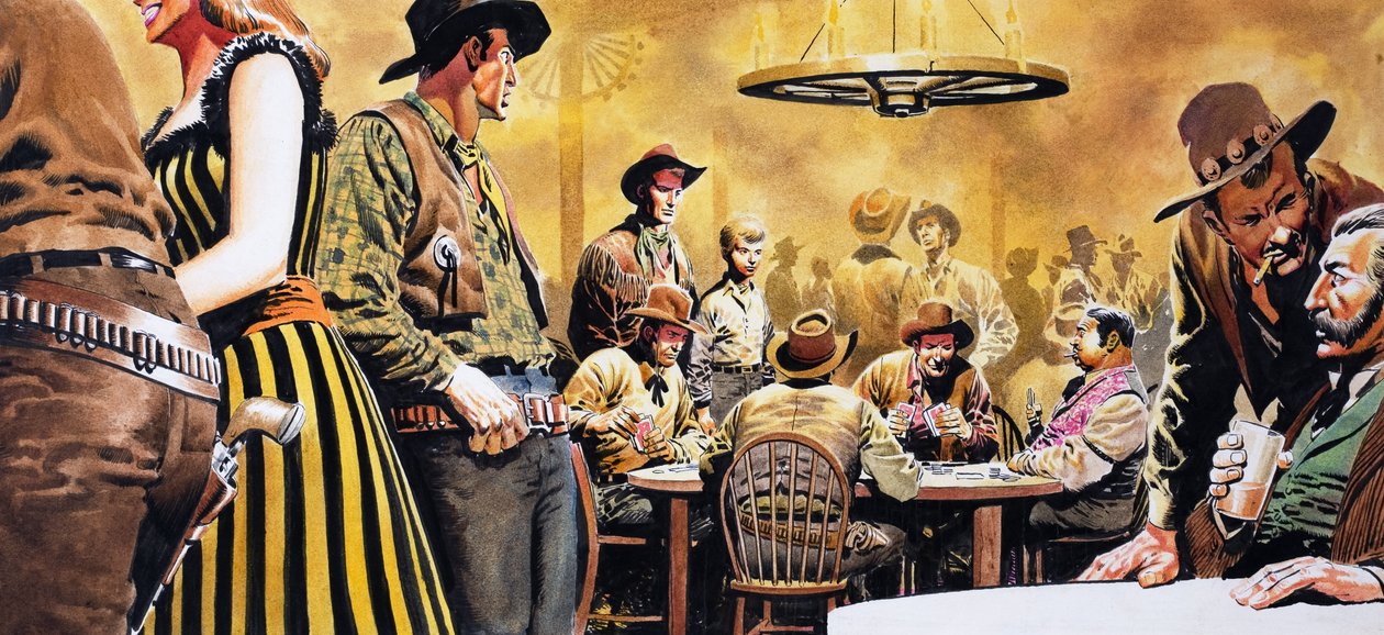 Wild West Saloon (gouache på papper) av Don Lawrence