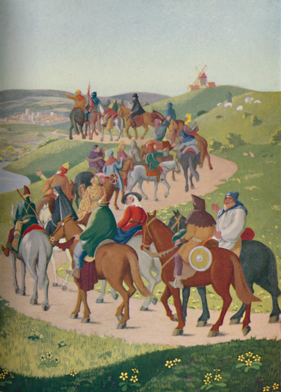 "Pilgrimerna som rider mot Canterbury", c1950. av Donald Craig