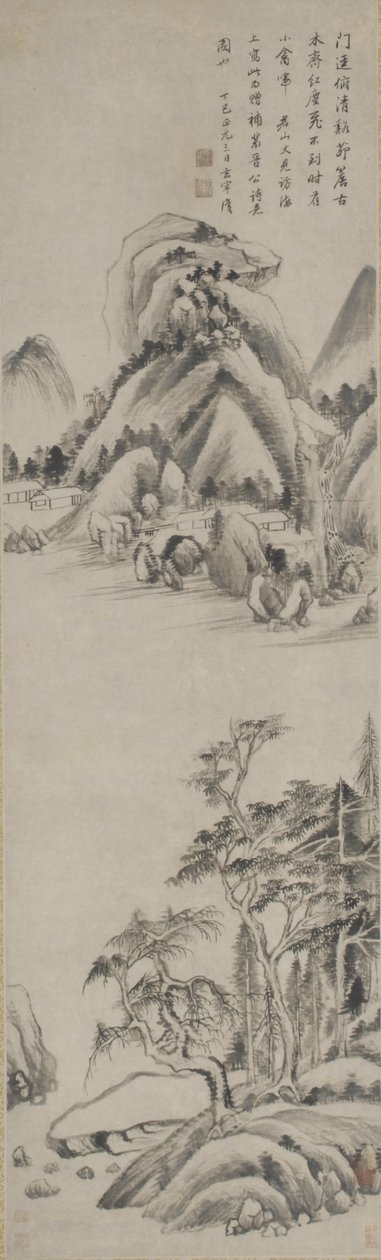 Landskap, Mingdynastin, 1617 (bläck på papper) av Dong Qichang