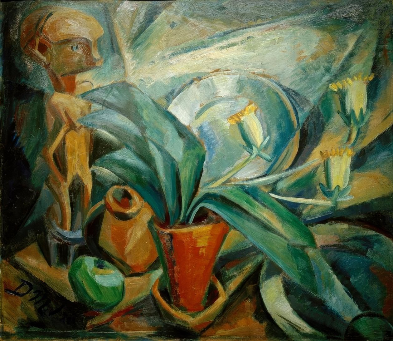 Stilleben med calla och figur av Dorothea Mätzel Johannsen