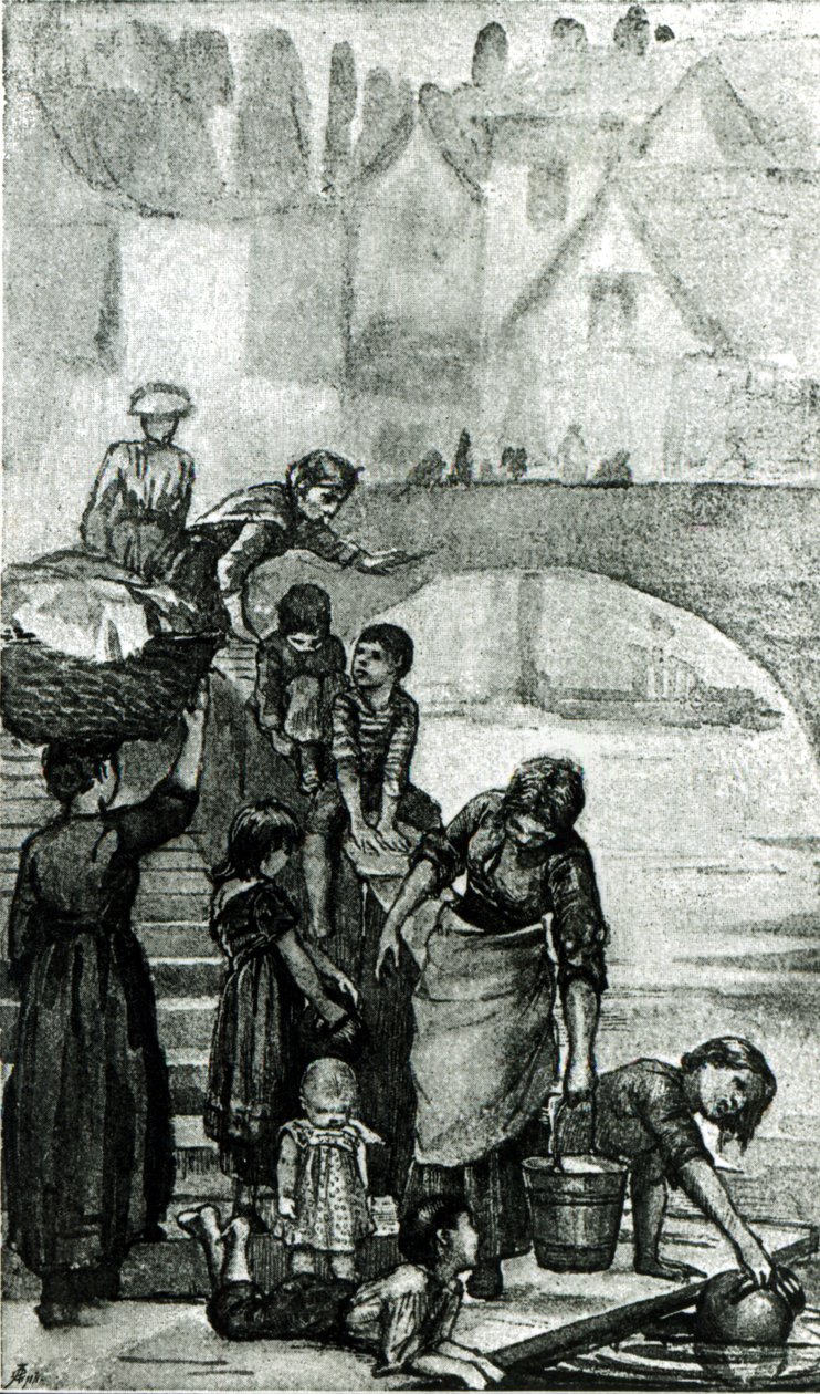 Att hämta vatten från floden från "London Street Arabs" av Dorothy Tennant, 1890 av Dorothy Stanley