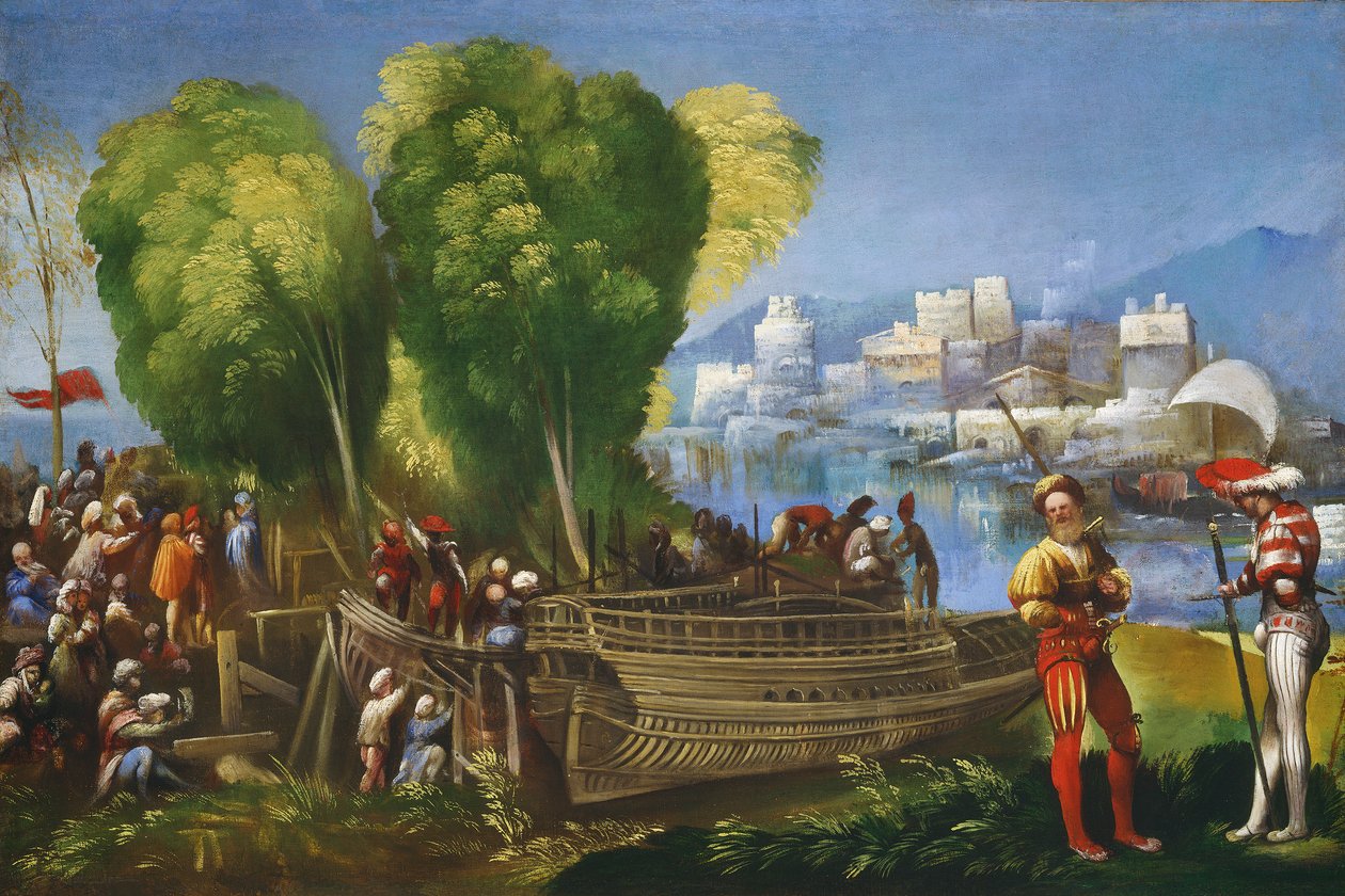 Aeneas och Achates på den libyska kusten, c.1520 av Dosso Dossi