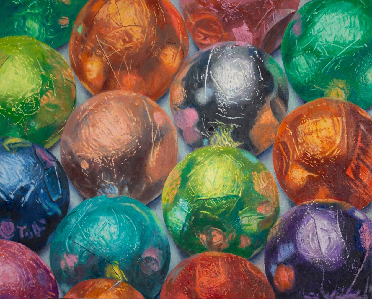 Many Chocolates, 2022 (olja på duk) av Douglas Newton