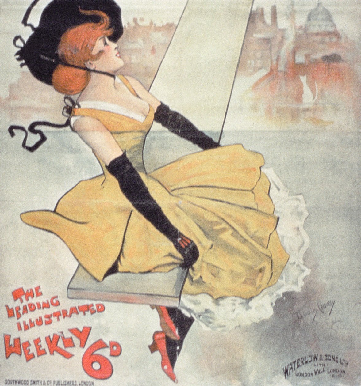 Annons för "The Leading Illustrated Weekly" av Dudley Hardy