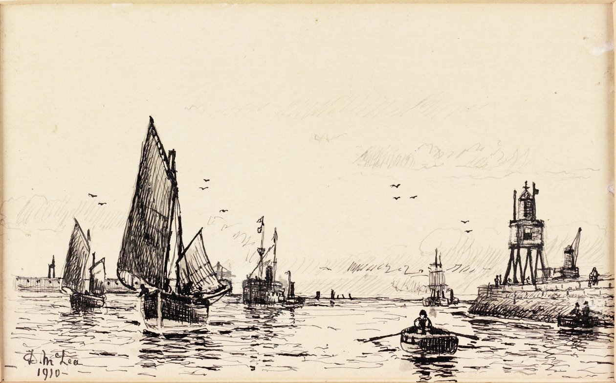 Groyne. South Shields (svart bläck på kort) av Duncan F. McLea