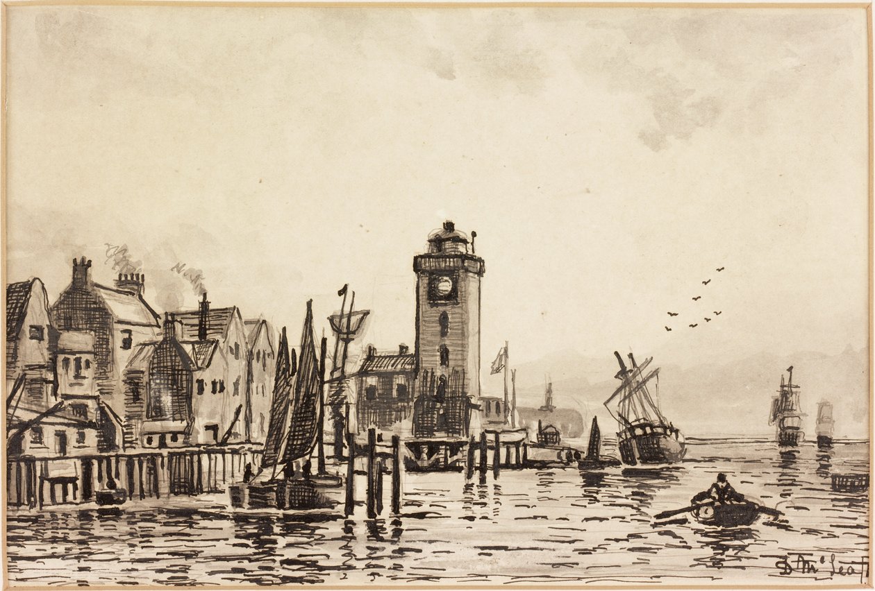The Low Light, North Shields, 1868 (svart och tvättbläck på kortet) av Duncan F. McLea