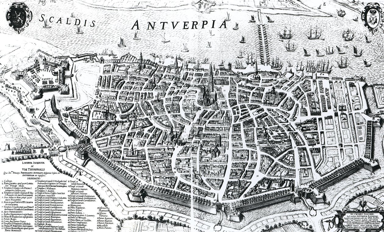 Karta över Antwerpen av Dutch School