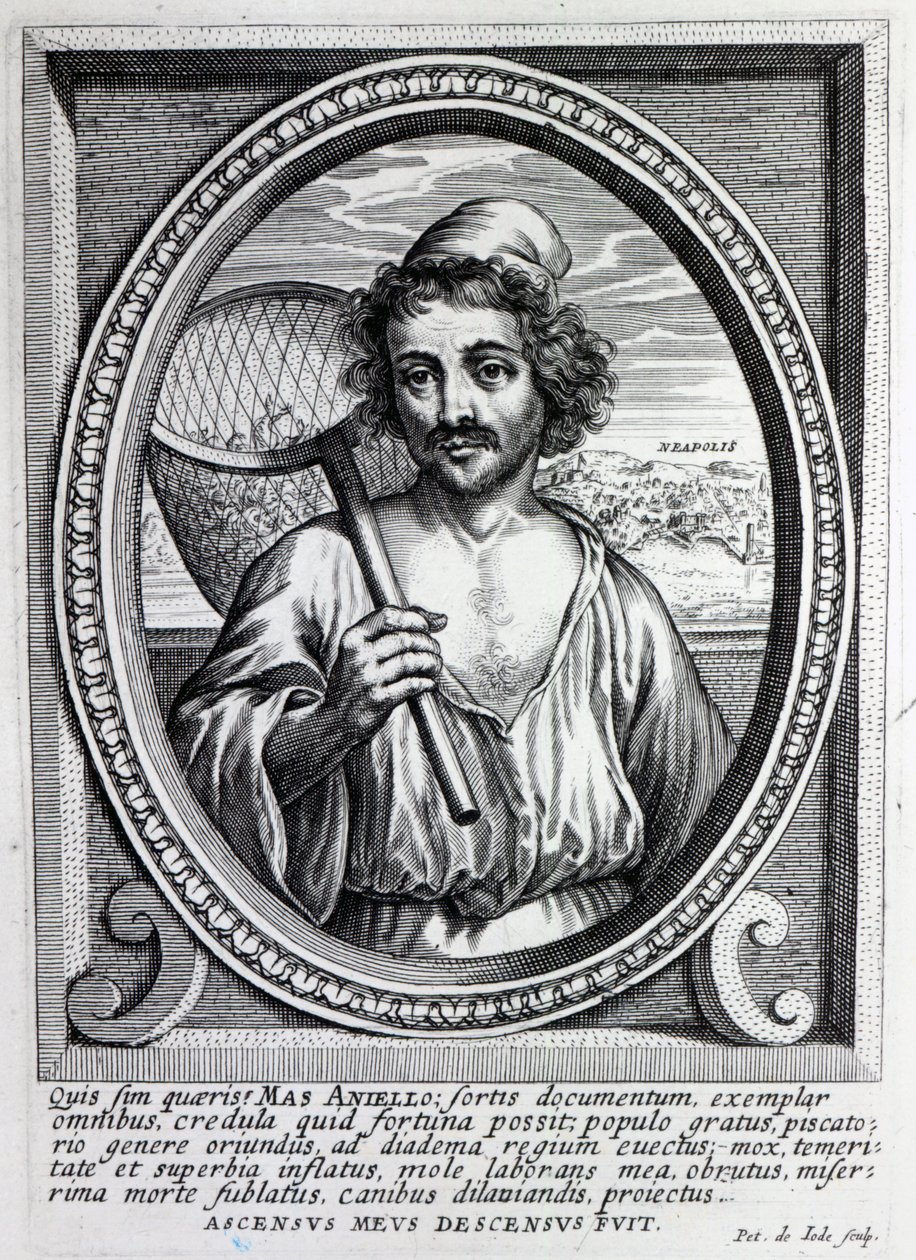 Masaniello, graverad av Petrus de Iode av Dutch School