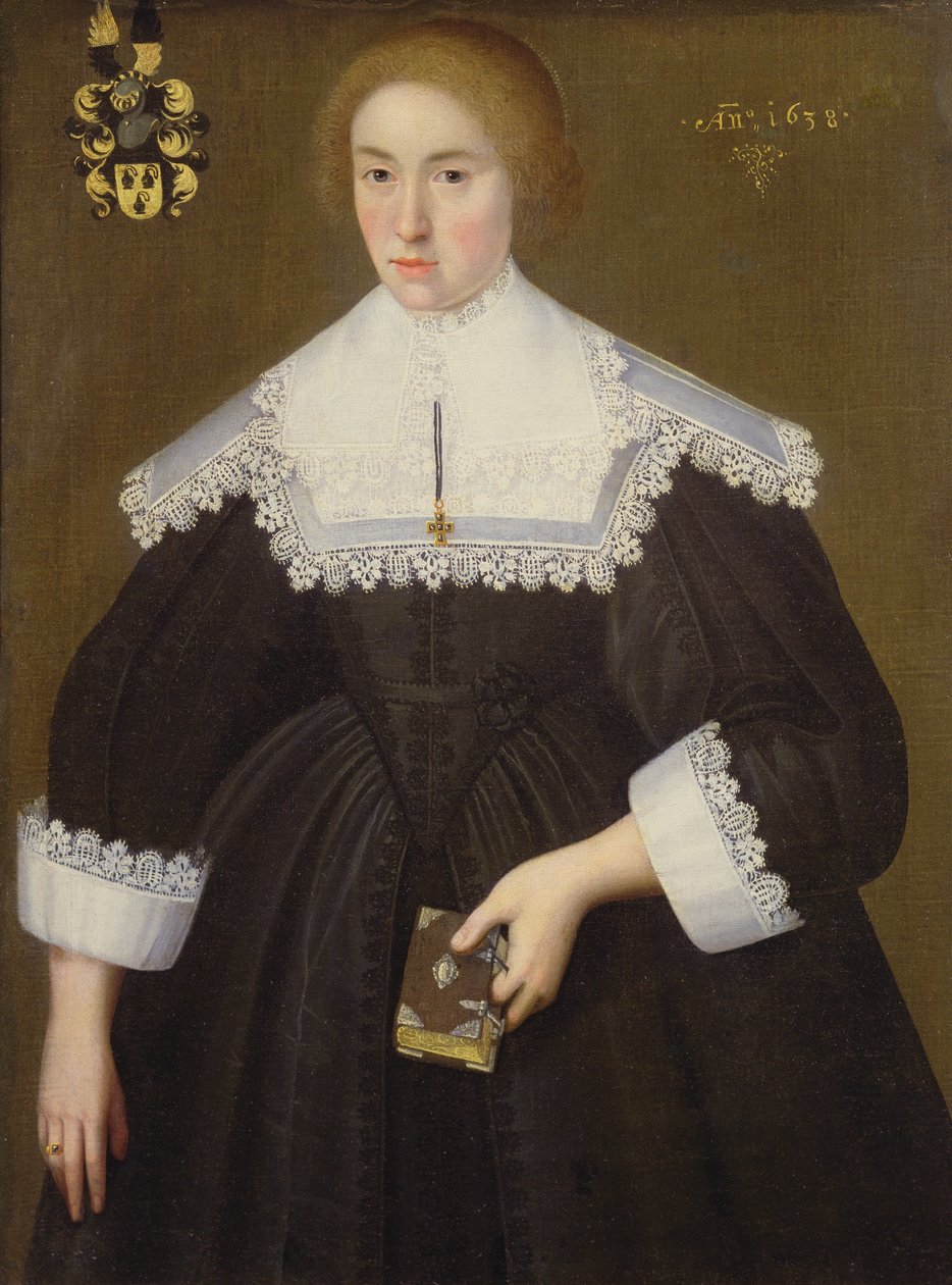 Porträtt av en dam, 1638 av Dutch School