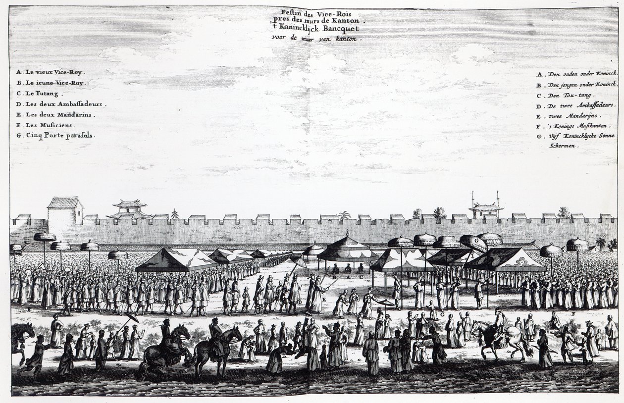 Tausamiga a Viceroy i fafo atu o puipui o Kanton, 1665 swed av Dutch School