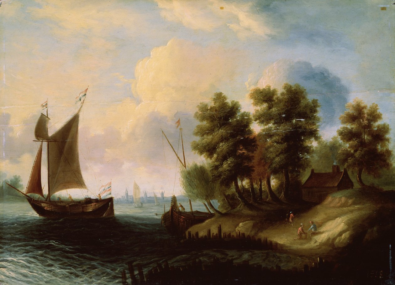 Ett havslandskap, 1600-talet av Dutch Master