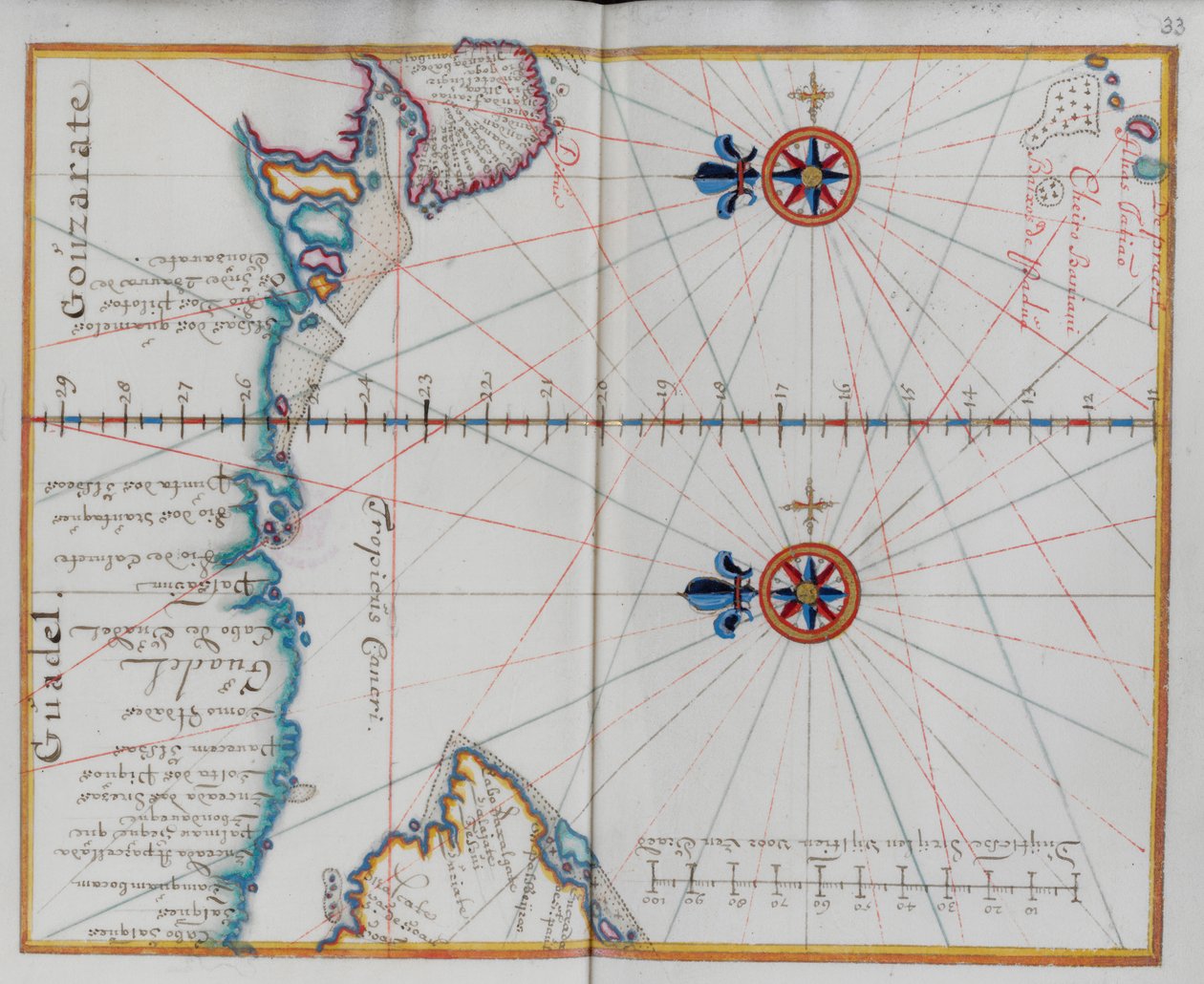 Arabien: Karta över Arabiska havet. av Dutch School