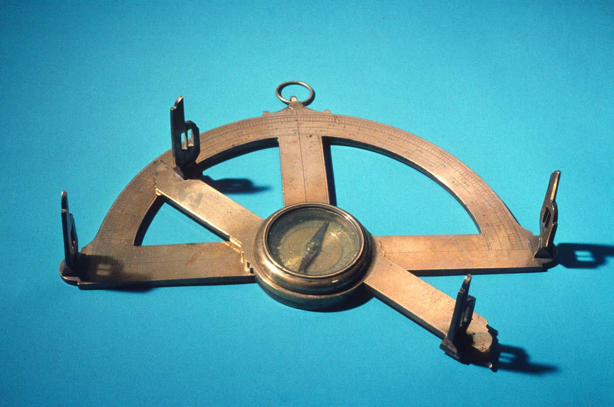Grafometer eller klinometer (mässing, glas och stål) av Dutch School