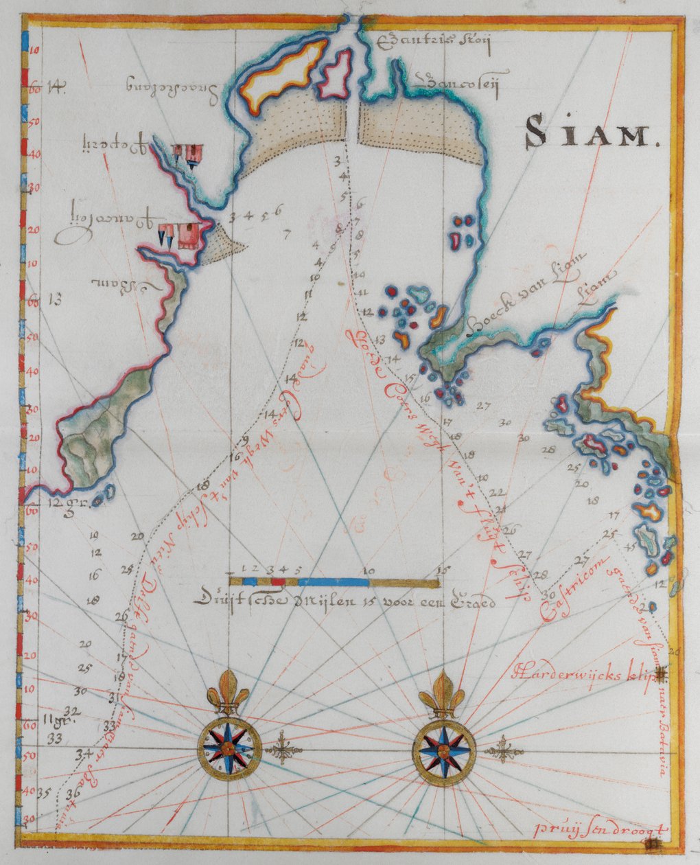 Karta över kungariket Siam. av Dutch School