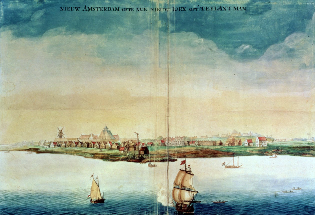 Utsikt över New Amsterdam, 1650-3 av Dutch School