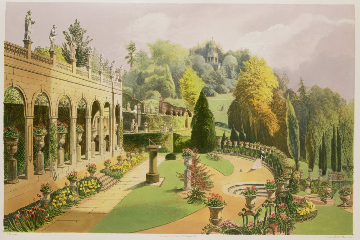 Alton Gardens, från "The Gardens of England", 1857 av E. Adveno Brooke