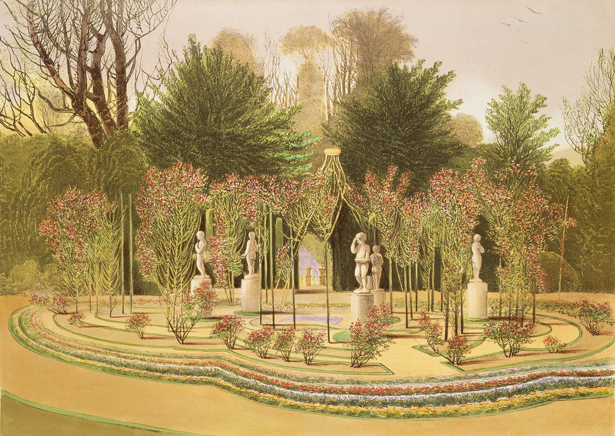 Rosenträdgården i Nuneham Courtney, nära Oxford av E. Adveno Brooke