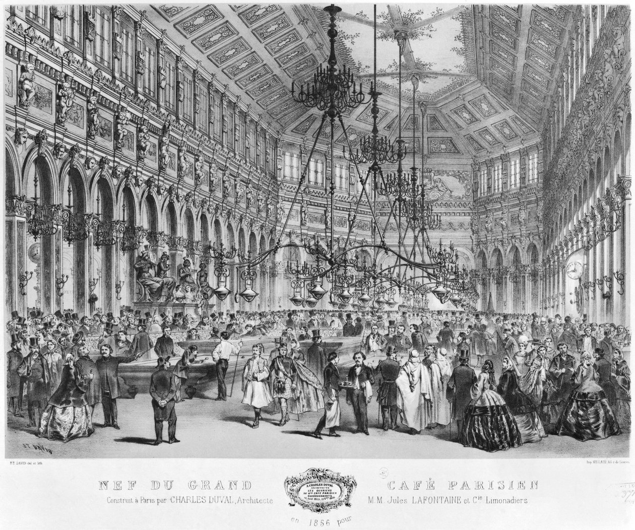 Interiör av "Grand Cafe Parisien", Paris, 1856 av E. David