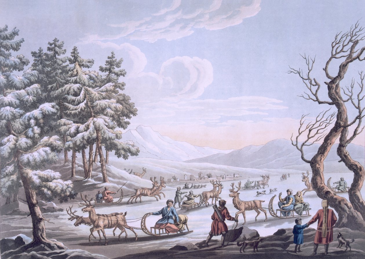 Tungusinfödda lämnar vinterlägret, 1812-13 av E. Karnejeff