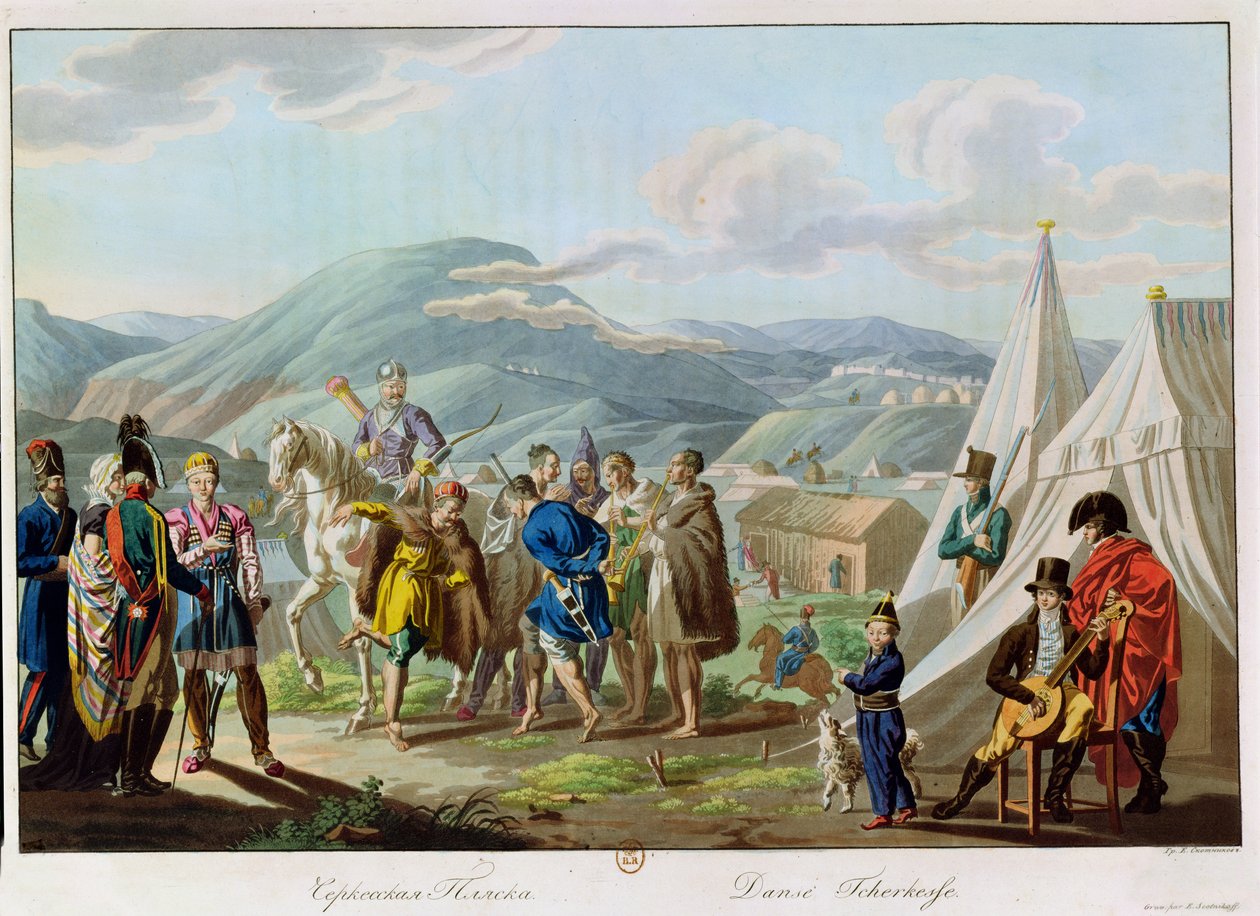 En Tcherkesse-dans, graverad av Scotnikov, 1813 (akvatint) av E. Korneyev