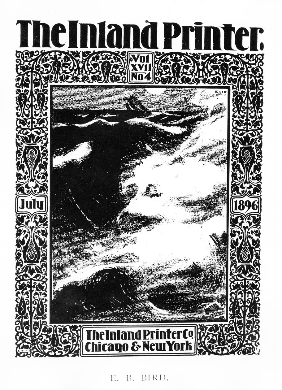 Omslag till The Inland Printer, juli 1896 av E.B Bird