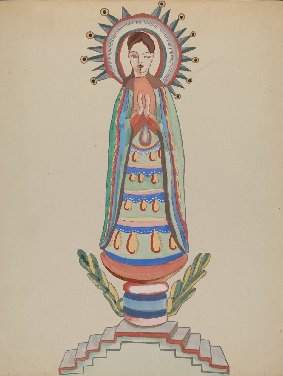 New Mexico, "Bulto", polykrom träfigur av E. Boyd