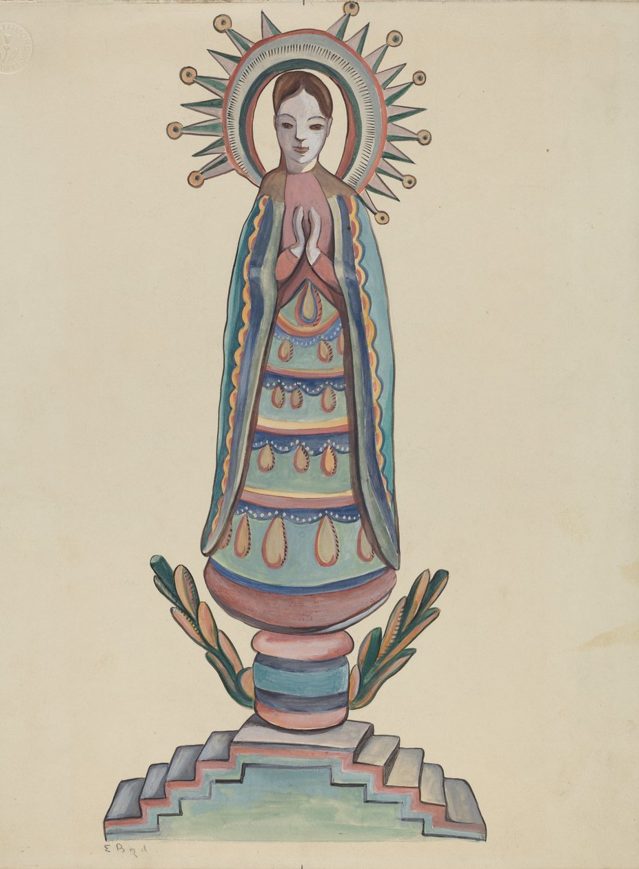 New Mexico, Bulto, polykrom träfigur, 19351942. av E. Boyd