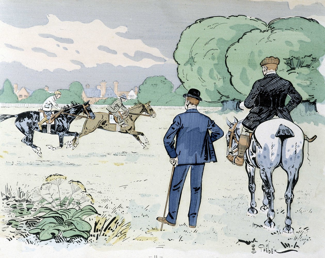 Ridning - teckning av Thelem av E. Thelem
