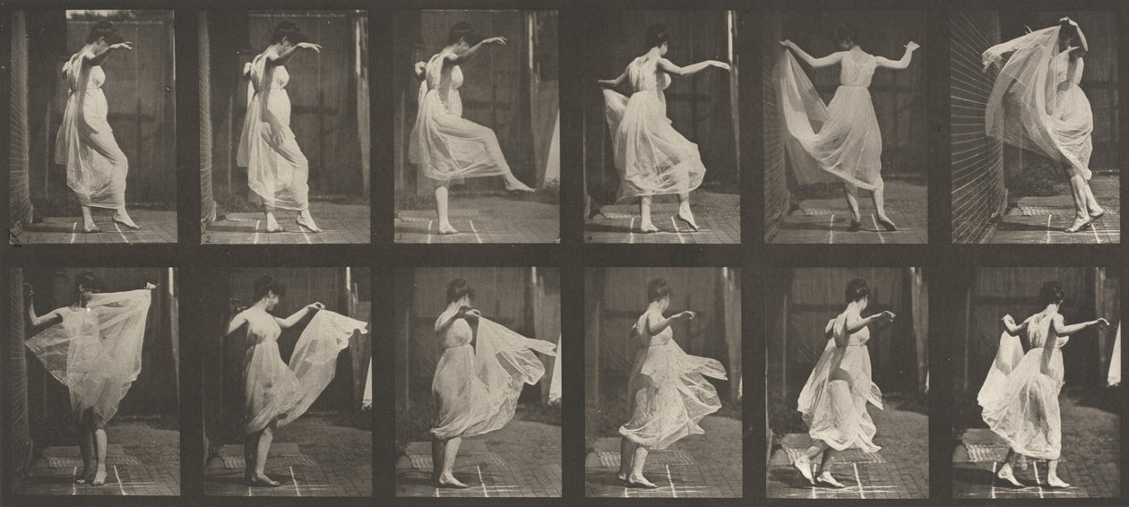 Plåt nummer 188. Dancing fancy, 1887. av Eadweard Muybridge