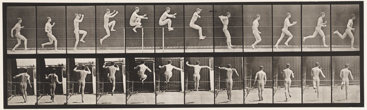Plåt 154. Hoppning; Springer rakt, höjdhopp av Eadweard Muybridge