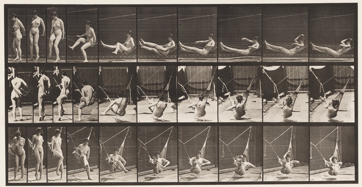 Plåt 261. Att komma in i hängmattan, 1872-1885 av Eadweard Muybridge