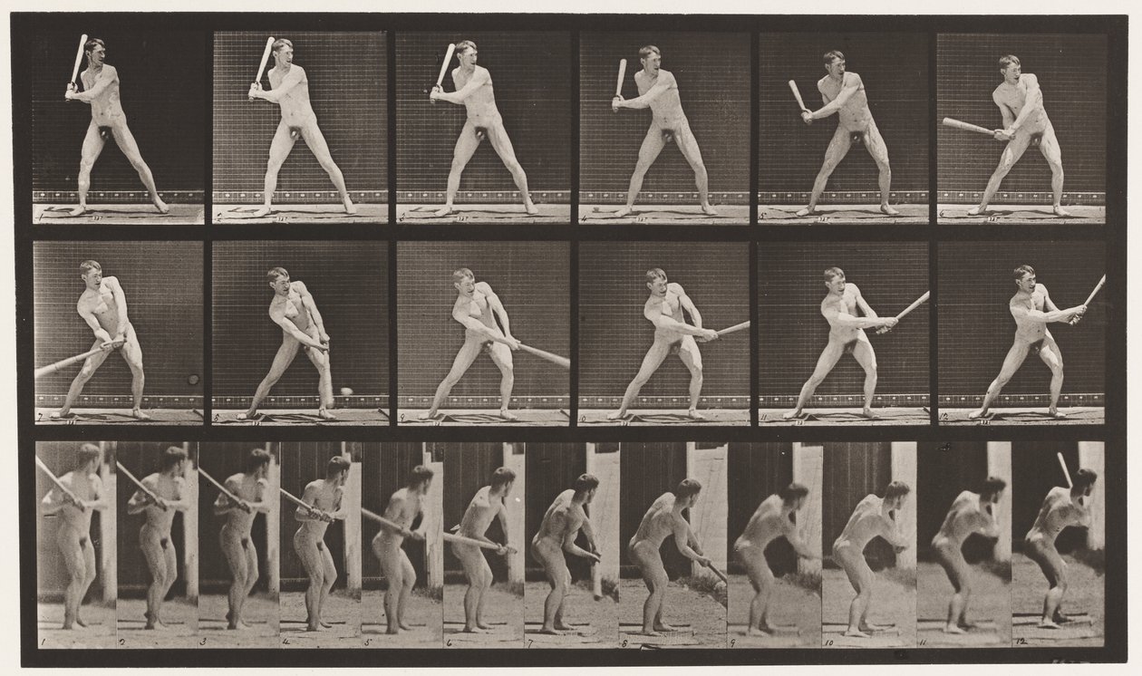 Tallrik 275. Base-ball; Batting (låg boll) av Eadweard Muybridge