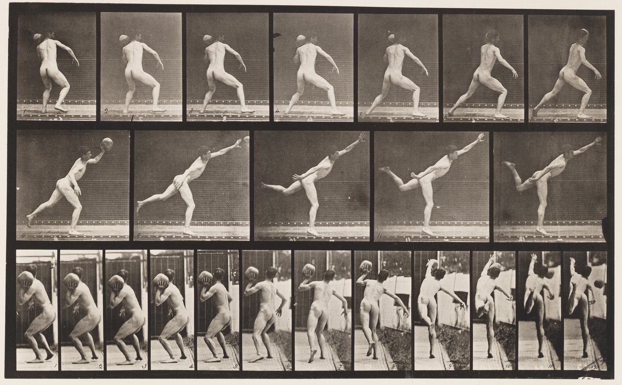 Plåt 316. Heaving a 20-lb Rock, 1885 av Eadweard Muybridge
