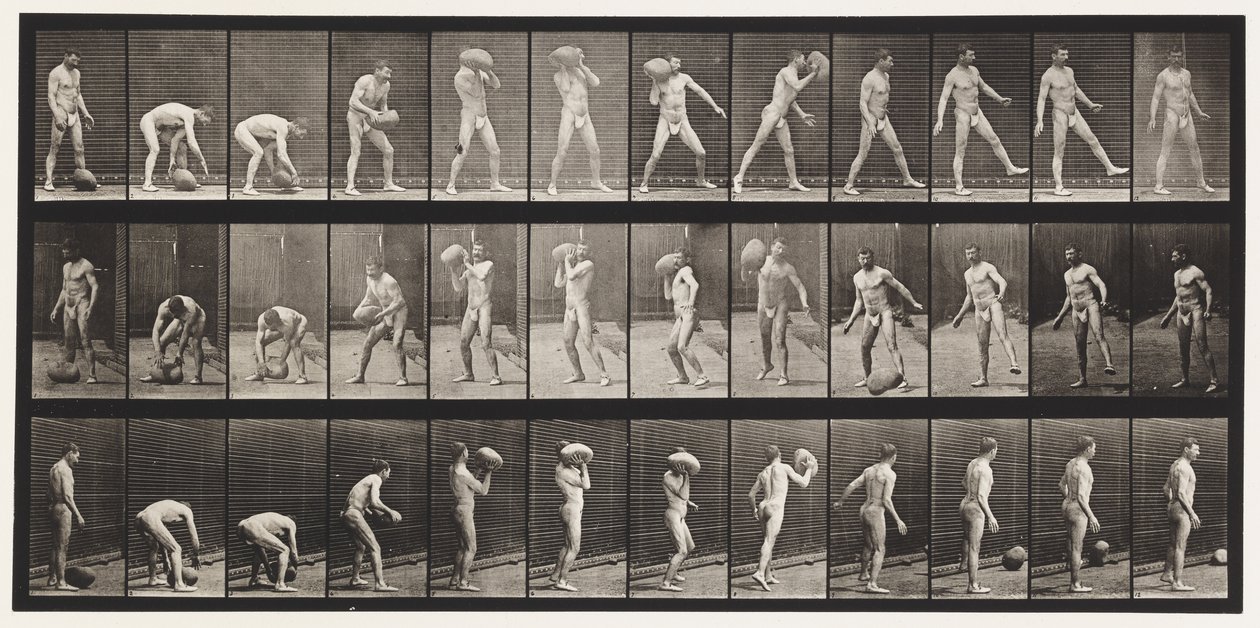 Plåt 317. Hänger en 70-lb sten av Eadweard Muybridge