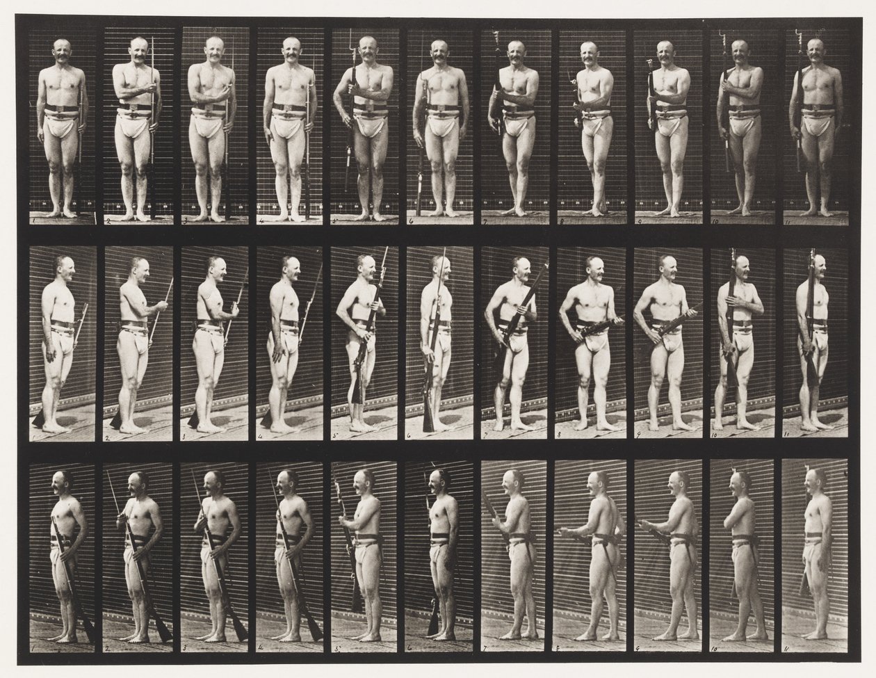 Plåt 351. Fixa och avfixa bajonetter, 1872-1885 av Eadweard Muybridge
