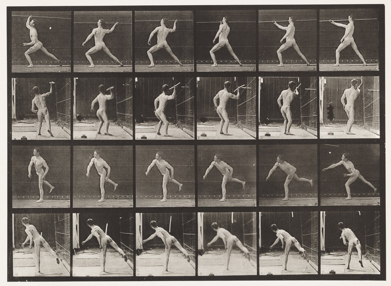 Plåt 360. Att kasta ett spjut, 1872-1885 av Eadweard Muybridge