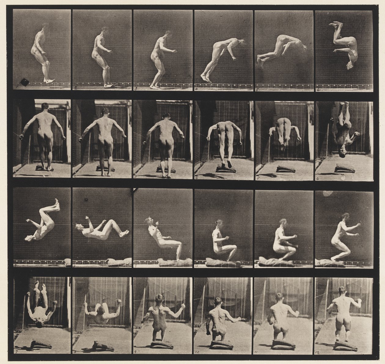 Skylt 363. Running Somersault, 1885 av Eadweard Muybridge