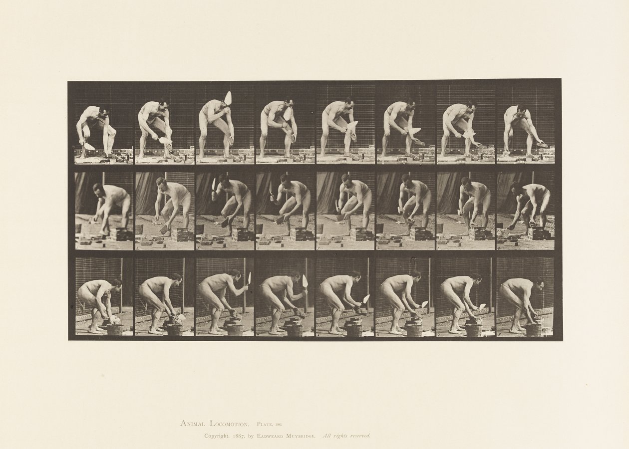 Tavla 381. Murare, lägga en tegelsten av Eadweard Muybridge