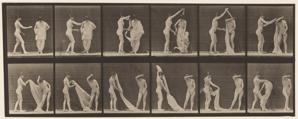 Tallrik 427. Toalett; Två modeller av Eadweard Muybridge