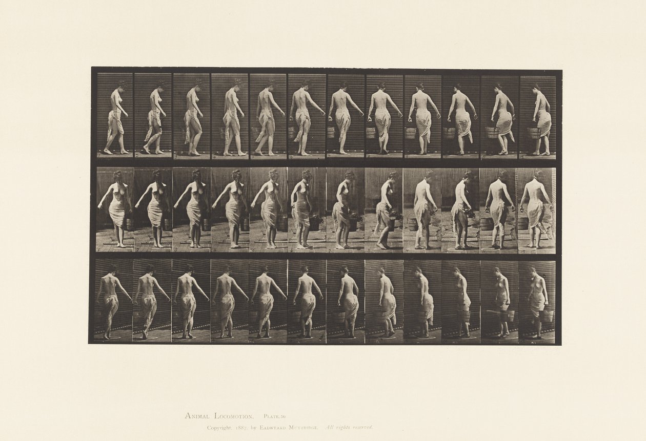 Tallrik 50. Går, bär en hink av Eadweard Muybridge
