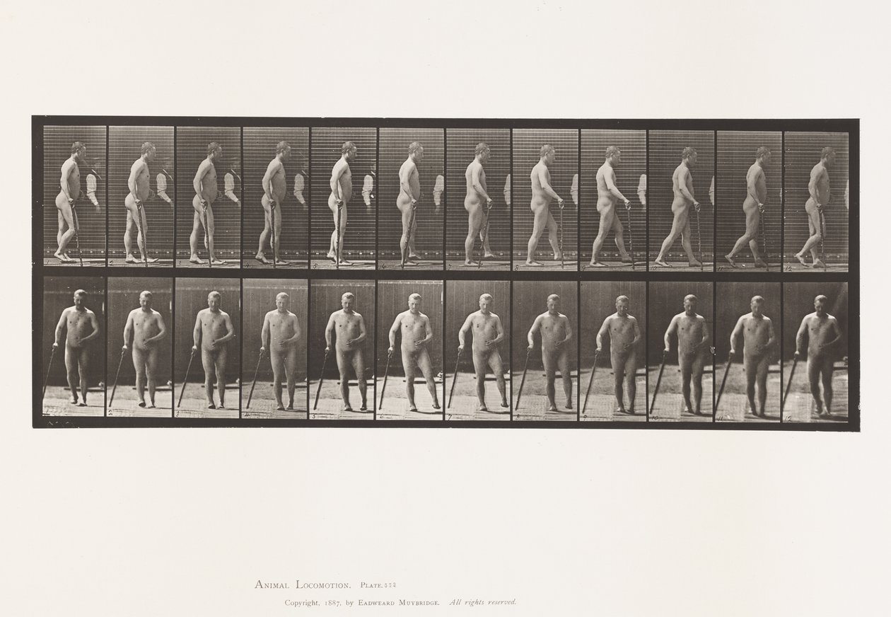 Tallrik 552.Hemiplegi; Walking with Cane, 1885 av Eadweard Muybridge