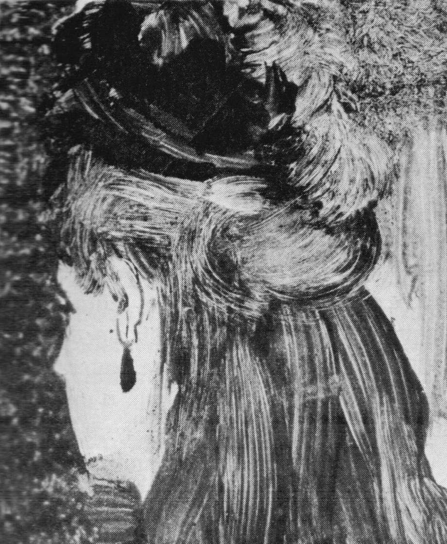  Profil perdu a la boucle doreillen av Edgar Degas
