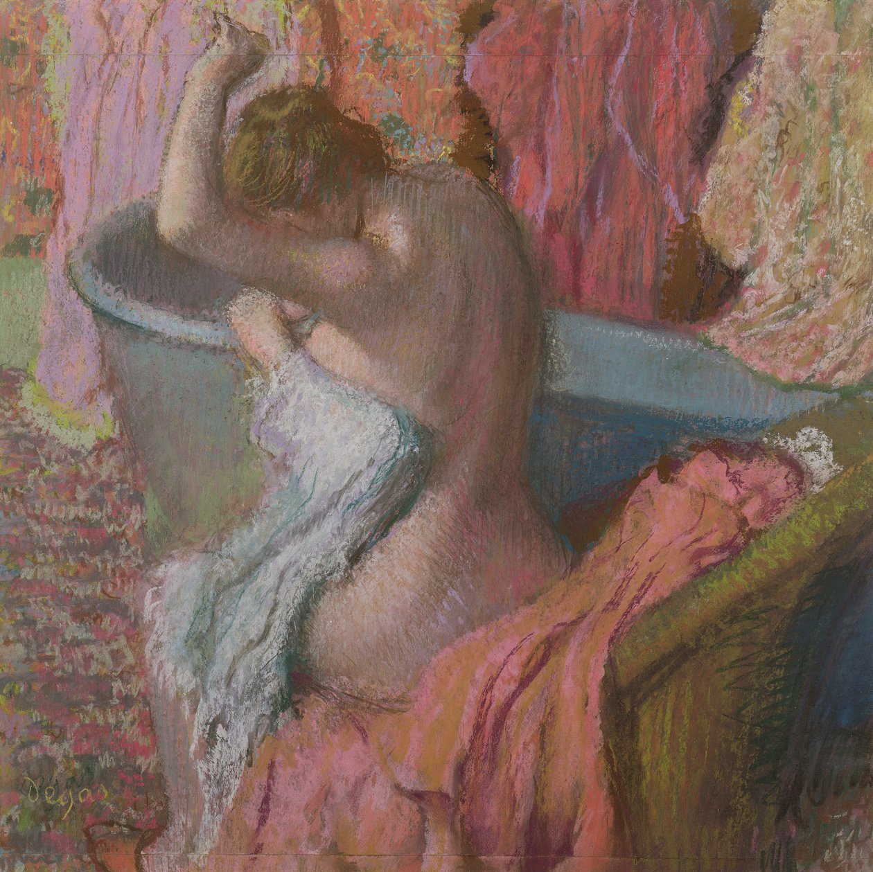 Badande, 1899 (pastell på papper) av Edgar Degas