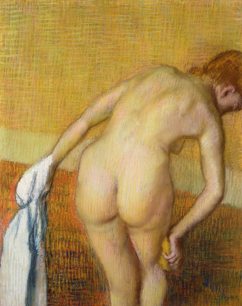 Kvinna som tar ett bad, 1886 (pastell på papper) av Edgar Degas
