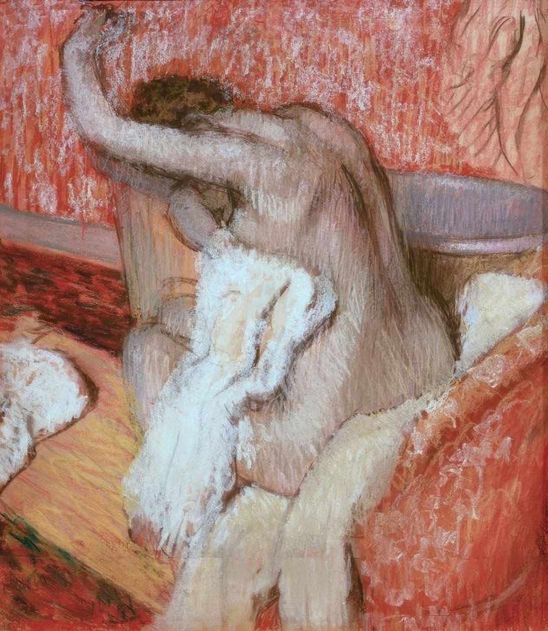 Efter badet; kvinna som torkar sig av Edgar Degas