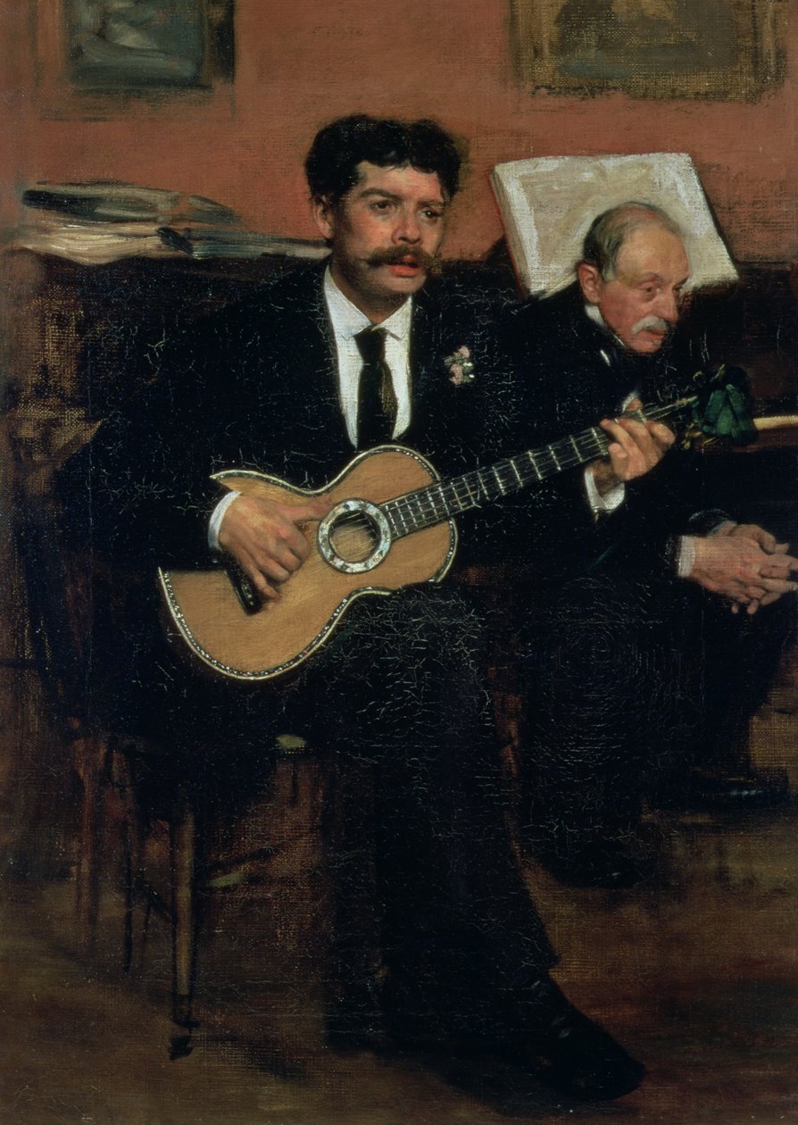Porträtt av Lorenzo Pagans (1838-83), spansk tenor, och Auguste Degas (1807-74), konstnärens far, ca 1871-72 av Edgar Degas